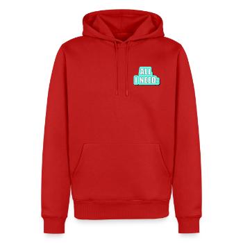 All i need is... vector graphic - Men’s Premium Organic Hoodie - red - Front - Nico (187cm)