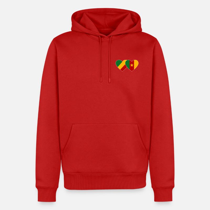 Drapeau du Congo Cameroun - Sweat à capuche Premium bio Homme - rouge