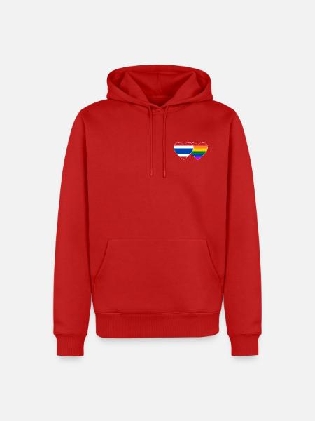 Thailand Regenbogen Flagge Herz - Männer Premium Bio Hoodie - Rot