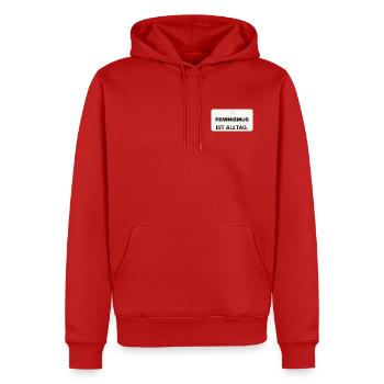 Feminismus ist Alltag - Männer Premium Bio Hoodie - Rot - Vorne - Nico (187cm)