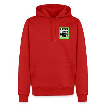 WENIGER TODO, MEHR TADA's - Männer Premium Bio Hoodie - Rot - Vorne - Nico (187cm)