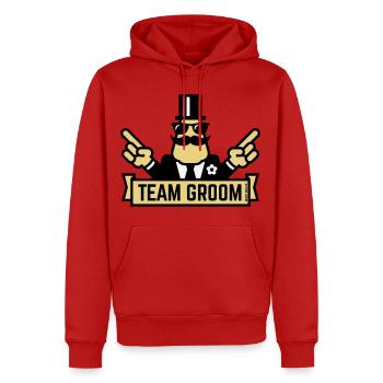 Marié d’équipe (Enterrement de vie de garçon du soir du monde 3C) - Sweat à capuche Premium bio Homme - rouge - Devant - Nico (187cm)