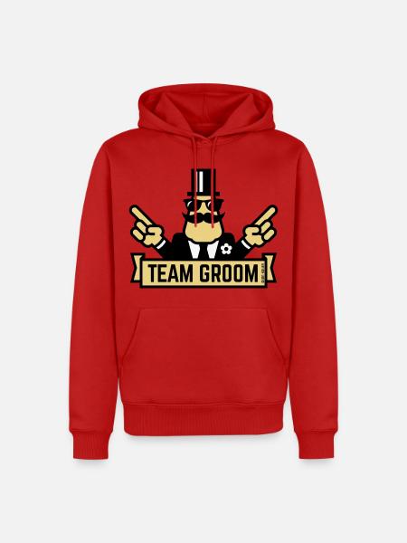 Team Groom (Pointing Stag Night Bachelor Party 3C) - Men’s Premium Organic Hoodie - red