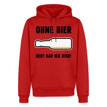 Ohne Bier Geht Gar Nix Hier! (Bierchen / POS 3C) - Männer Premium Bio Hoodie - Rot - Vorne - Nico (187cm)
