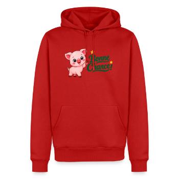 Piwi le cochon - Sweat à capuche Premium bio Homme - rouge - Devant - Nico (187cm)