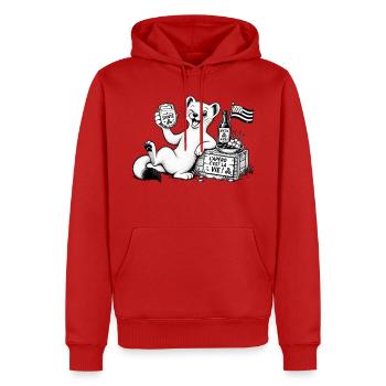Vaelosek l hermine apéro  - Sweat à capuche Premium bio Homme - rouge - Devant - Nico (187cm)