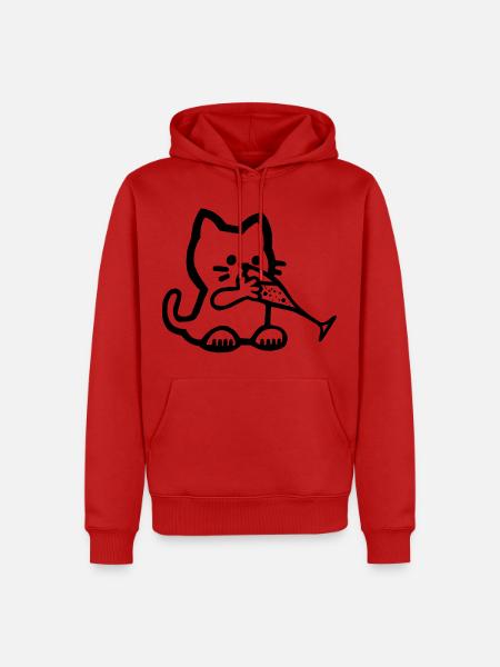 Durstiges Kätzchen (Schwarz) - Männer Premium Bio Hoodie - Rot