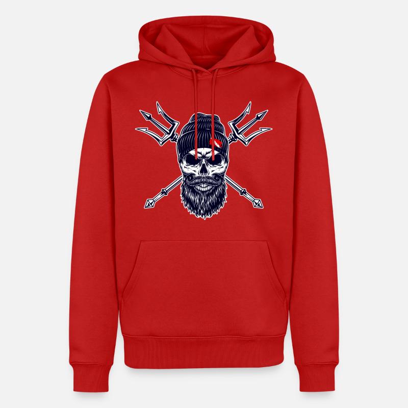 Plongeur Barbu Trident Drapeau Plongée sur Bonnet - Sweat à capuche Premium bio Homme - rouge