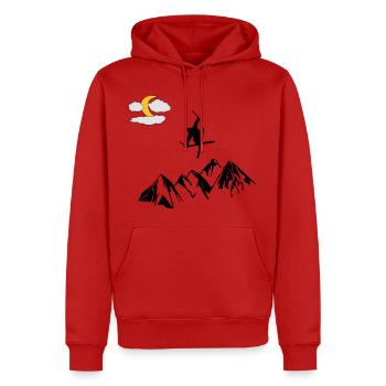 Mountain with ski freestyle - Men’s Premium Organic Hoodie - red - Front - Nico (187cm)