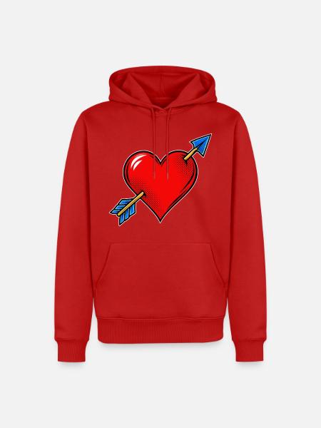 Herz Pop-Art-Stil - Männer Premium Bio Hoodie - Rot