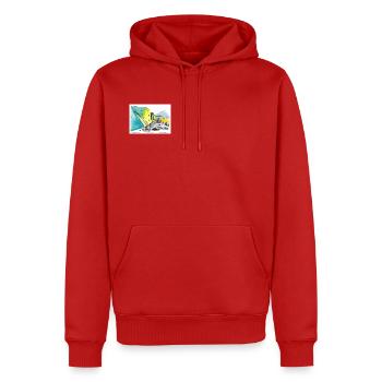 Geometrische Berglandschaft Aquarell - Männer Premium Bio Hoodie - Rot - Vorne - Nico (187cm)
