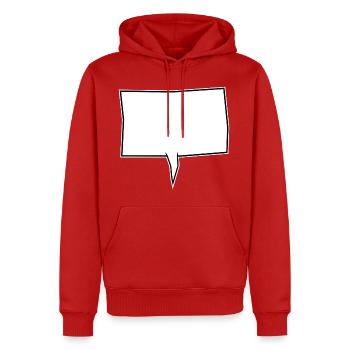Eckige Sprechblase in Weiß - Männer Premium Bio Hoodie - Rot - Vorne - Nico (187cm)
