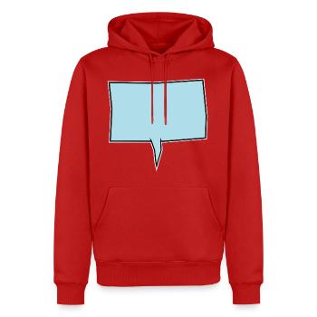 Eckige Sprechblase in Türkis - Männer Premium Bio Hoodie - Rot - Vorne - Nico (187cm)