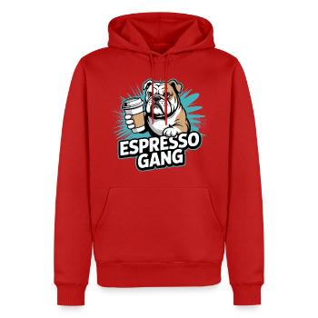 Espresso Gang Bulldog - Sweat à capuche Premium bio Homme - rouge - Devant - Nico (187cm)