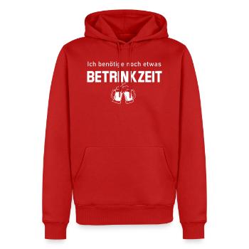 Benötige noch etwas Betrinkzeit - Männer Premium Bio Hoodie - Rot - Vorne - Nico (187cm)