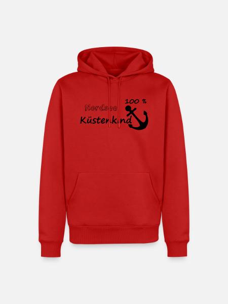 100 % Nordsee Küstenkind - Männer Premium Bio Hoodie - Rot