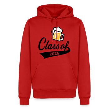 Class Of 2026 (Abschlussklasse / Bier / 3C POS) - Männer Premium Bio Hoodie - Rot - Vorne - Nico (187cm)