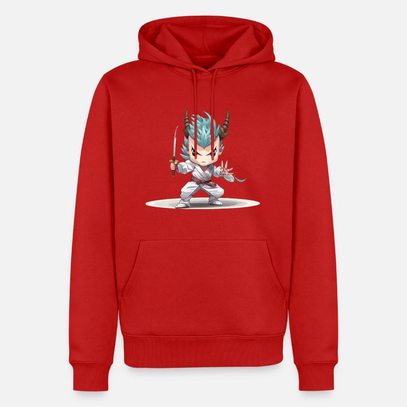 Guerrier Chibi avec Katana - Sweat à capuche Premium bio Homme - rouge