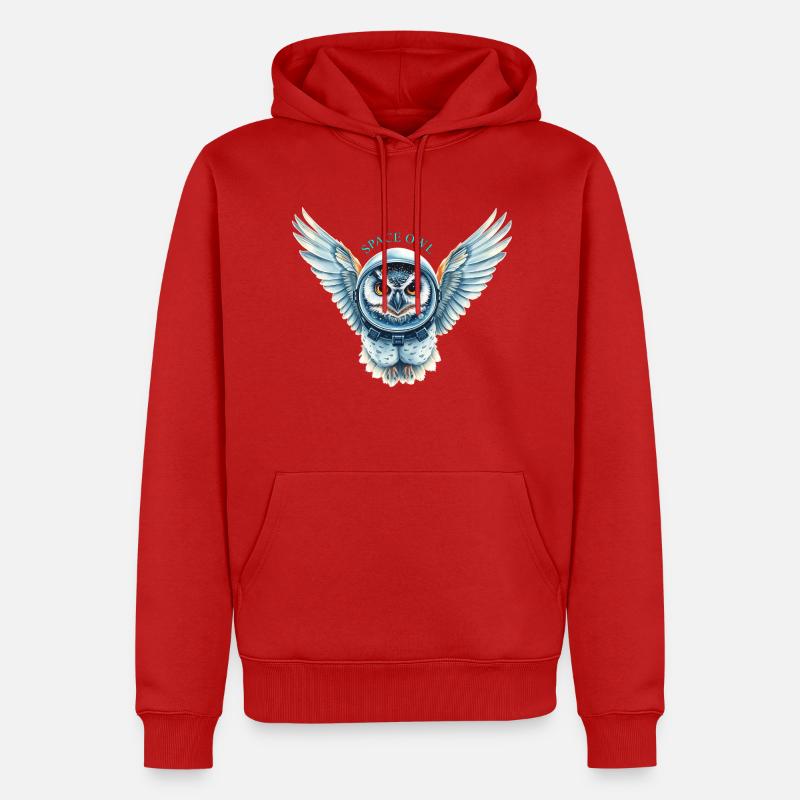Chouette spatiale en combinaison spatiale - Sweat à capuche Premium bio Homme - rouge