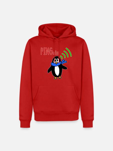 Pinguin lustiger IT Witz Netzwerk-Humor - Männer Premium Bio Hoodie - Rot
