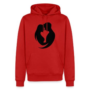 Paar-Silhouetten-Umarmung - Männer Premium Bio Hoodie - Rot - Vorne - Nico (187cm)