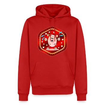Weihnachtsmann Schwein Weihnachten - Männer Premium Bio Hoodie - Rot - Vorne - Nico (187cm)