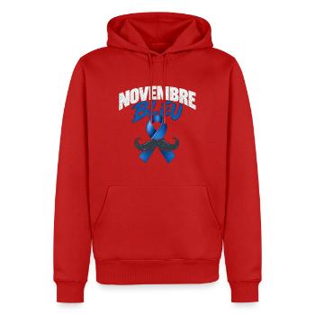 November Blauer Schnurrbart - Männer Premium Bio Hoodie - Rot - Vorne - Nico (187cm)
