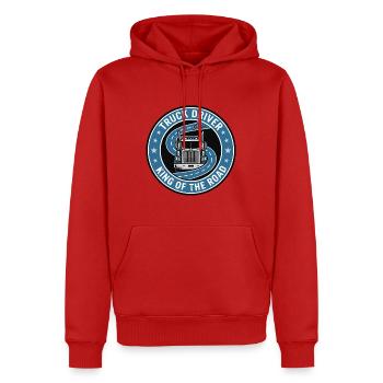 Lkw-Fahrer-König der Straßen-Sattelschlepper-Abzeichen-Geschenk - Männer Premium Bio Hoodie - Rot - Vorne - Nico (187cm)