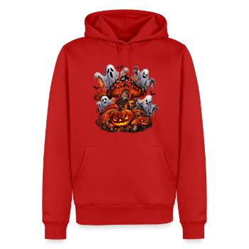 Spüre das Geheimnis der Halloween-Nacht! - Männer Premium Bio Hoodie - Rot - Vorne - Nico (187cm)