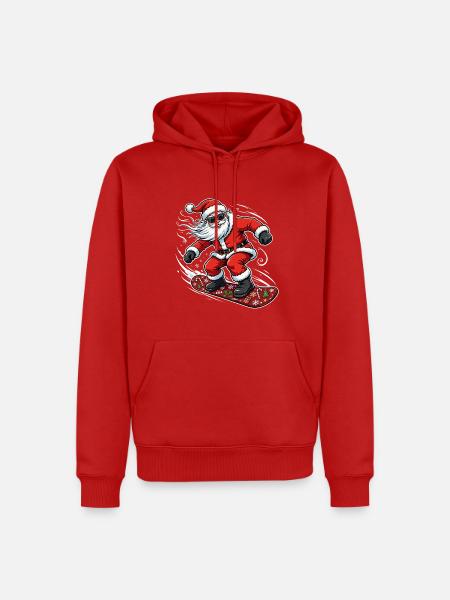 Cooler Snowboard Weihnachtsmann - Weihnachten - Männer Premium Bio Hoodie - Rot