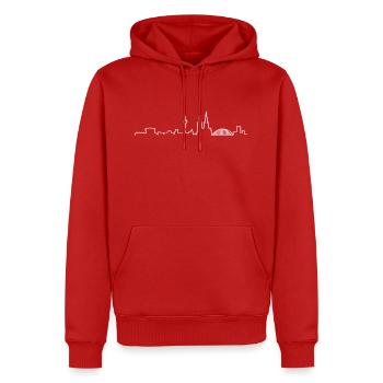 Köln Skyline Tshirt-Minimalistisch Damen & Herren - Männer Premium Bio Hoodie - Rot - Vorne - Nico (187cm)