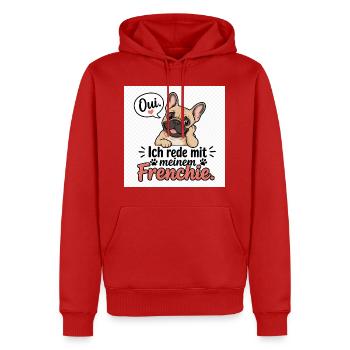 Ich rede mit meinem Frenchie - Männer Premium Bio Hoodie - Rot - Vorne - Nico (187cm)