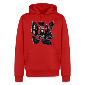 Waschbär im Neon-Gaming-Mode - Männer Premium Bio Hoodie - Rot - Vorne - Nico (187cm)