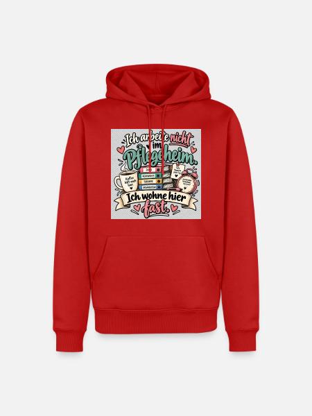 Ich wohne hier fast - Männer Premium Bio Hoodie - Rot