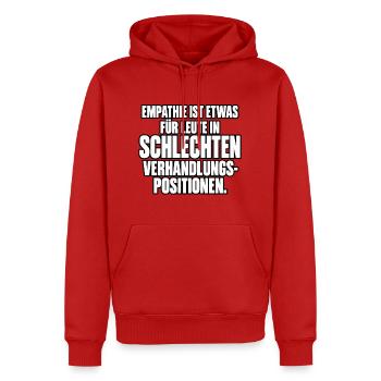 Empathie in Verhandlungssituationen - Männer Premium Bio Hoodie - Rot - Vorne - Nico (187cm)