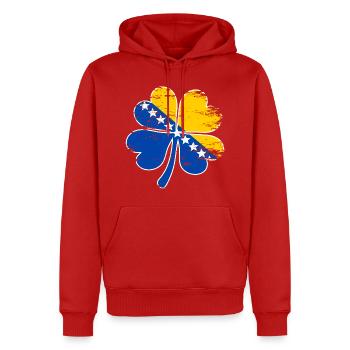 Bosnien Flagge Vierblättriges Kleeblatt used - Männer Premium Bio Hoodie - Rot - Vorne - Nico (187cm)