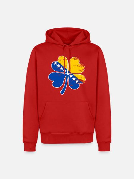 Bosnien Flagge Vierblättriges Kleeblatt used - Männer Premium Bio Hoodie - Rot