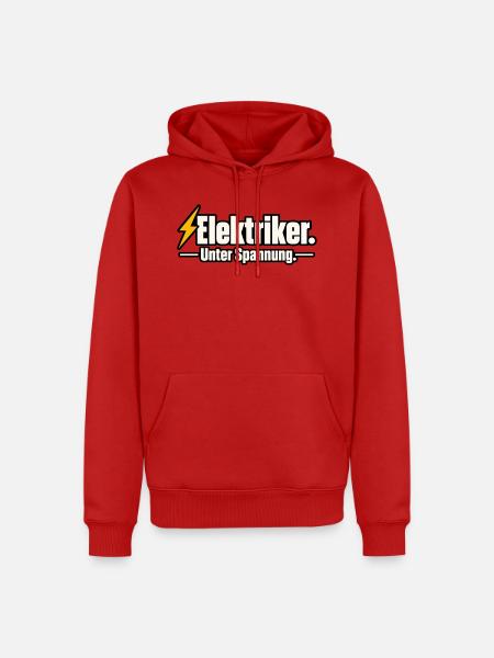 Elektriker. Unter Spannung. – Lustiger Elektriker - Männer Premium Bio Hoodie - Rot