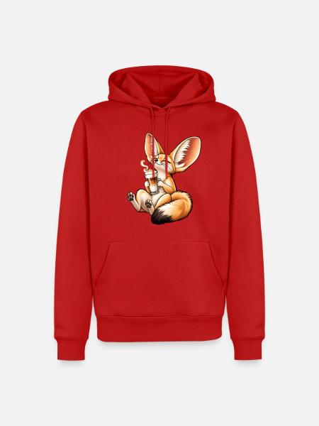 Süßer Fennek mit Latte Macchiato - Männer Premium Bio Hoodie - Rot