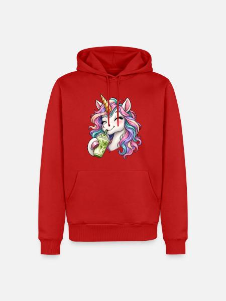 Einhorn mit Matcha Latte - Männer Premium Bio Hoodie - Rot