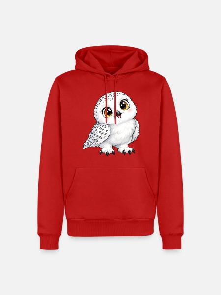 Schneeeule Kawaii Style – Süßer Wintervogel - Männer Premium Bio Hoodie - Rot