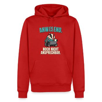 Büro-Dachs nicht ansprechbar - Männer Premium Bio Hoodie - Rot - Vorne - Nico (187cm)