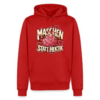 Maschen statt Hektik Geschenkidee für Freizeit - Männer Premium Bio Hoodie - Rot - Vorne - Nico (187cm)