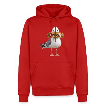 Silbermoewe-mit-Doener Möwe - Männer Premium Bio Hoodie - Rot - Vorne - Nico (187cm)