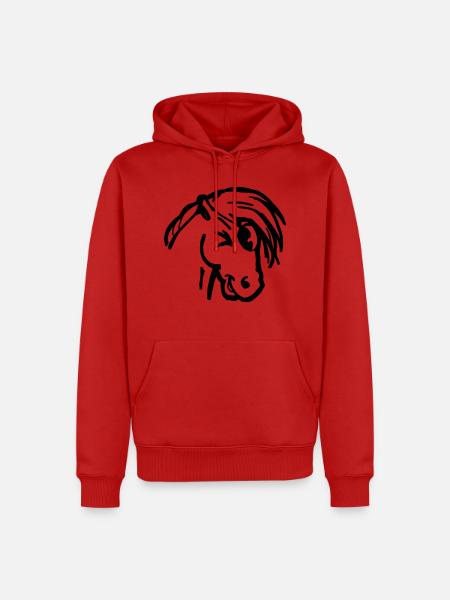 Knipoog pony brutale paard hoofd cadeau grappig - Mannen Premium Bio hoodie - rood