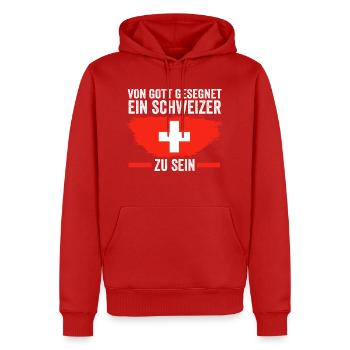 Schweiz Schweizer - Männer Premium Bio Hoodie - Rot - Vorne - Nico (187cm)