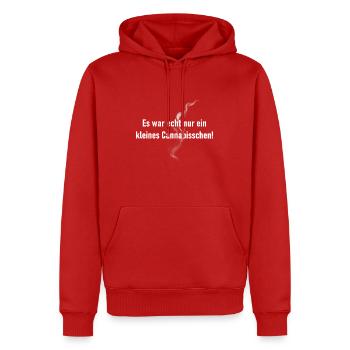 Es war echt nur ein kleines Cannabisschen - Männer Premium Bio Hoodie - Rot - Vorne - Nico (187cm)