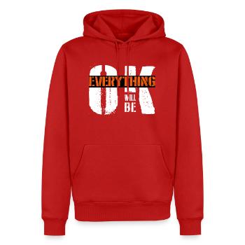 everything will be ok - Männer Premium Bio Hoodie - Rot - Vorne - Nico (187cm)
