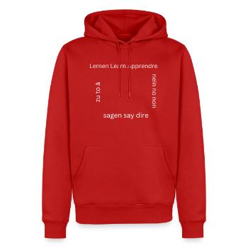 Design Spruch mit Lernen von R.St - Männer Premium Bio Hoodie - Rot - Vorne - Nico (187cm)