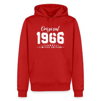 56ème anniversaire millésime 1966 - Sweat à capuche Premium bio Homme - rouge - Devant - Nico (187cm)